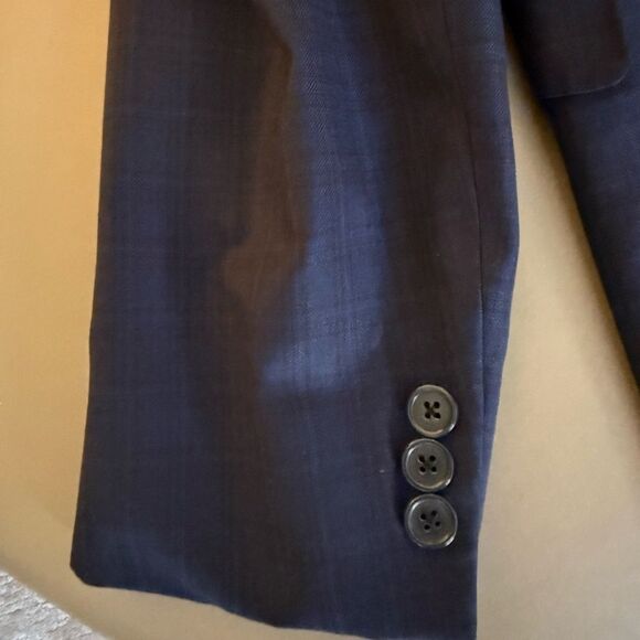 Princeton Model X Boys Navy/Black Plaid Wool Blazer Purple Lining. Size 18. - Picture 4 of 9